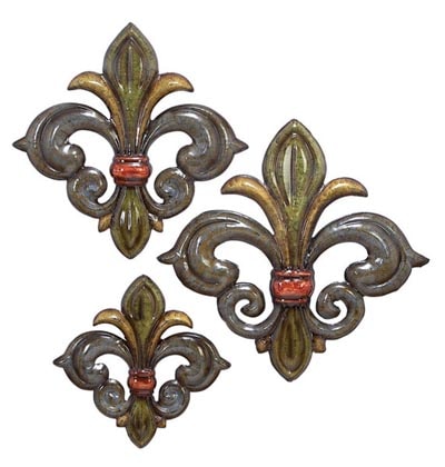 Fleur  Bathroom Accessories on Set Of 3 Fleur De Lis Wall Decor