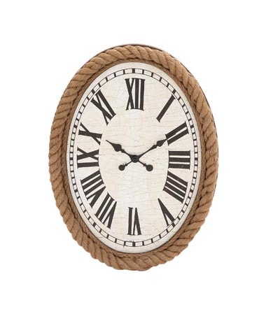 Oval Wall Clock With Rope Trim - Globe Imports