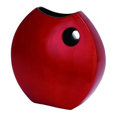 Modern Red Lacquer Rounded Vase Globe Imports