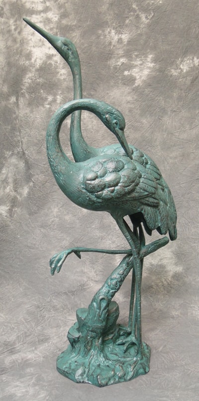 Verdigris Cranes on Base - Globe Imports