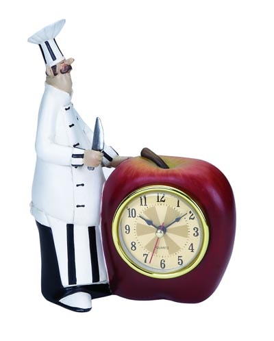 Chef and Apple Kitchen Clock - Globe Imports