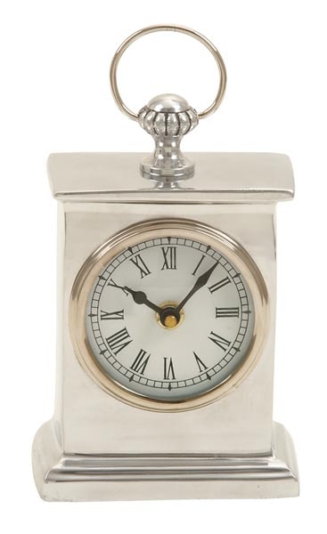 Silver Colored Table Clock - Globe Imports