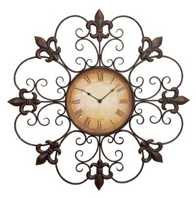 Fleur De Lis Wall Decor Clock - Globe Imports