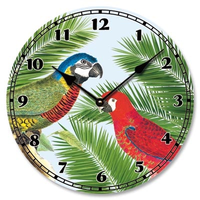 Macaw Parrots Wall Clock - Globe Imports