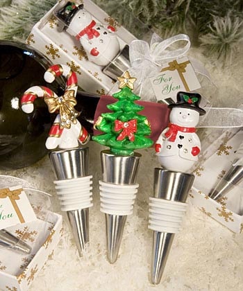 Set of 3 Christmas Wine Bottle Stoppers - Globe Imports