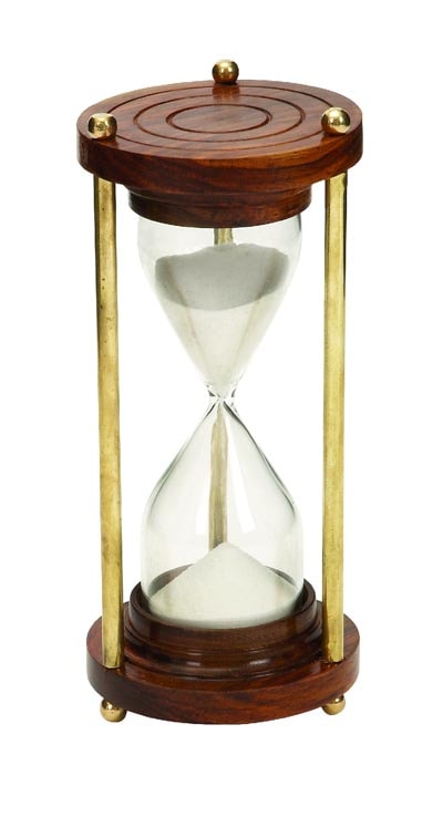 Brass, Wood, and Glass Sand Timer - Globe Imports