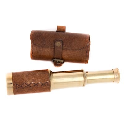 Brass Telescope in Leather Case - Globe Imports