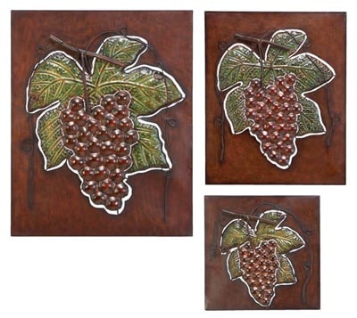 Set of 3 Grape Plaques - Globe Imports