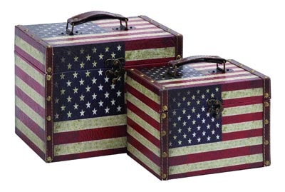 Set Of 2 Americana Storage Cases - Globe Imports