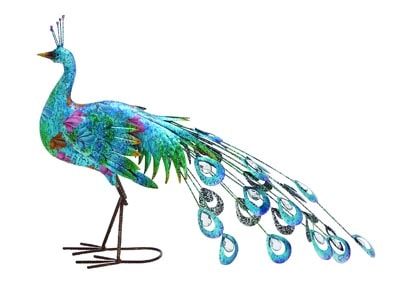 Bejeweled Metal Peacock - Globe Imports