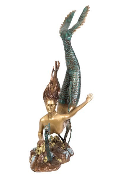 Metal Swimming Mermaid Sculpture - Globe Imports