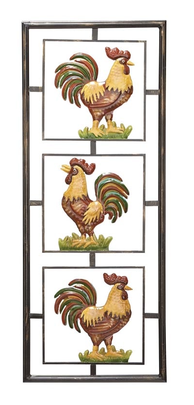 Roosters Wall Plaque Decoration - Globe Imports