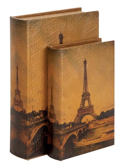 Set of 2 Eiffel Tower Book Boxes - Globe Imports