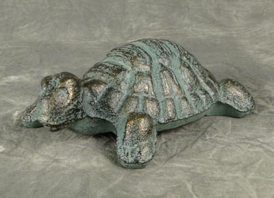 Verdigris Finish Turtle Paperweight - Globe Imports