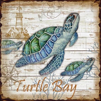 Metal Turtle Bay Sign - Globe Imports