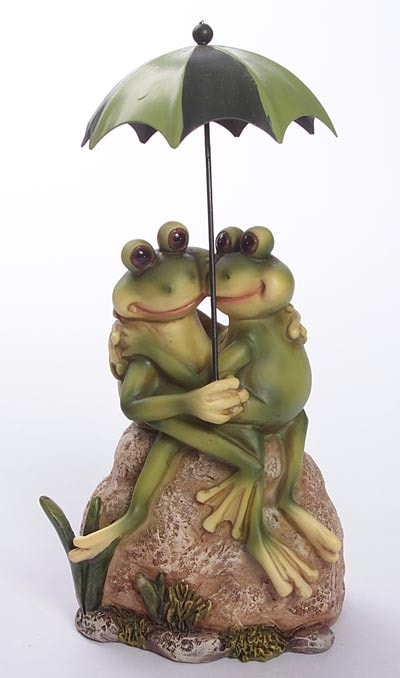 frog with umbrella garden statue