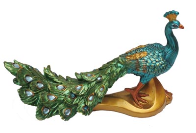 Indian Peacock Figurine - Globe Imports