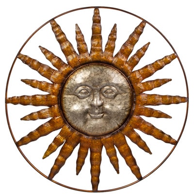 Metal Sun Face in Circle - Globe Imports