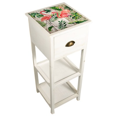 Wood Flamingos Drawer Table - Globe Imports