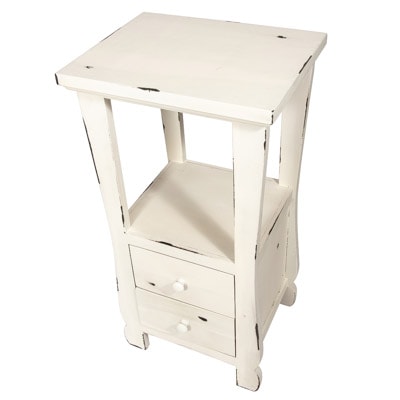 White Table with Two Drawers - Globe Imports