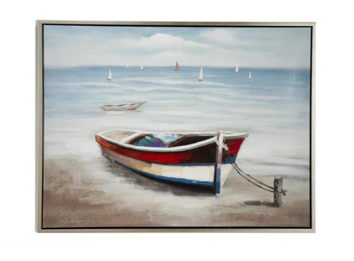 Beached Boat Framed Canvas Print - Globe Imports