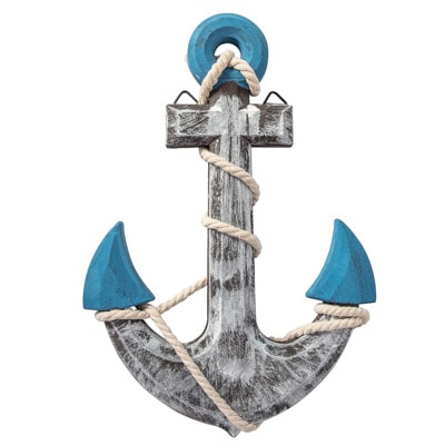 13 Inches Long Blue Washed Wall Anchor - Globe Imports