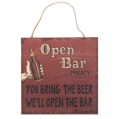 Open Bar Policy Sign - Globe Imports