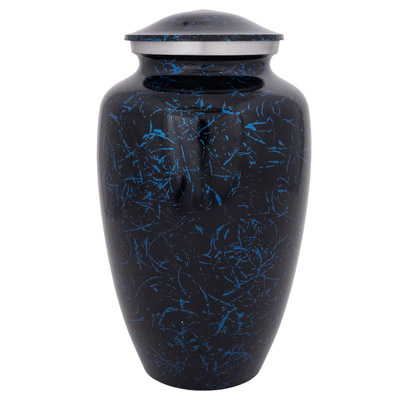 Aluminum Etched Dark Blue Urn - Globe Imports