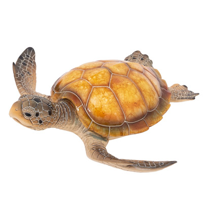 15 3/4 Inches Long Yellow Polystone Turtle Figurine - Globe Imports